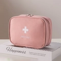 Portable pink first aid storage bag with white medical cross and double zipper - Medium / Pink