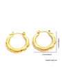 Detailed view of gold hoop earrings showing size 2.5cm and shell texture finish - Gold Shell Ribbed Large Hoop Style (#0263)