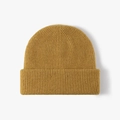 Gorro de lana de punto amarillo mostaza con textura de canalé y dobladillo grueso - Amarillo Jengibre