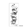 Waterproof temporary tattoo sticker with skull and rose design, model WD-024 - WD-024/Black and White Stacked Skulls Roses