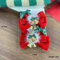 Fermagli per capelli natalizi con fiocchi di velluto rosso campanelli e nastri festivi - 5-Coppia di Fermagli con Campanello Rosso