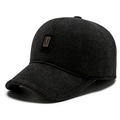 Donkergrijze heren winter baseballpet van warme wol met golf sport metalen logo - Verstelbaar / Zwart