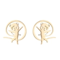 Golden stainless steel ballet dancer stud earrings with sleek circular frame - Gymnastics 4 / Gold
