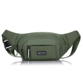 Waterproof green nylon waist bag for outdoor sports with multiple zipper pockets - Green