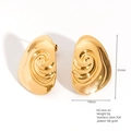 Golden 18K gold-plated stainless steel stud earring with spiral texture design - E664-42(Spiral Texture)