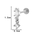 Silver F136 titanium labret with starburst chain and marquise zirconia pendant - Marquise and Square Style (0195-4#) / Silver