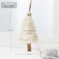 Pendaglio ad albero di Natale in peluche bianco con base in legno e corda di canapa - Albero di Natale in Peluche Bianco