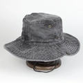 Dark grey washed cotton bucket hat with adjustable chin strap and metal air vents for hiking - Adjustable / Dark Grey (2)