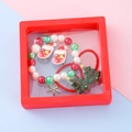 Kids Christmas jewelry set with reindeer bracelet and star hair ties in red gift box - Style 9
