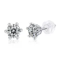Classic round brilliant moissanite S925 silver stud earrings with 6-prong setting - Classic Six-Prong Style (Small)