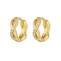 Pendientes dorados geométricos con circonitas pavé y diseño de nudo infinito - Aro de Circonita Trenzado (E391)