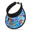 Adjustable kids visor hat with 3D cartoon skater print and black elastic headband - Adjustable / Black