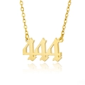 Golden Gothic 444 angel number pendant necklace in polished stainless steel - 444 Necklace / Gold
