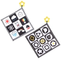 Newborn high contrast black and white sensory cloth book toys with animal and weather patterns - Sensory Cloth with Teether Set