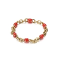 Goldener Gliederkettenring mit acht ovalen roten Harzsteinen im Vintage-Stil - Rot(KR101509-Z) / US 7