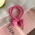 Pink elastic hair tie with double braided Chinese knot design for high durability - Pink