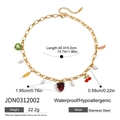 Goudkleurige roestvrijstalen ketting met kleurrijke fruitbedeltjes en parels - Faux Parel Fruit Hanger Ketting (JDN0312002)