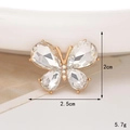 Macro shot of butterfly crystal shoe charm with dimensions 2.5cm width and 2cm height - C490 Teardrop Glass Butterfly White