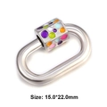 Silver oval screw clasp with colorful enamel dots and size specifications 15.0*22.0mm - Style 52 (Silver Enamel Dots Clasp 15x22mm)