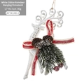 Sparkling white glitter reindeer ornament with red ribbon and pine cone accents - White Type B - Glitter Reindeer