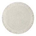 Sottopiatto rotondo intrecciato panna con frange decorative per tavolo da pranzo - Bianco