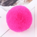 Detail of soft 8cm faux rabbit fur pompom in bright rose red for fashion accessories - Rose Red
