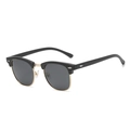 Klassische schwarz-goldene Clubmaster-Sonnenbrille mit dunkelgrauen Gläsern für Unisex - Matt Schwarz Gold Grau Gläser Polarisiert C15