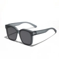 Polarized square sunglasses with translucent grey frame and metal rivet accents - Matte Grey