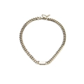 Silver-colored titanium steel chunky Cuban link chain bracelet with lobster clasp - Smooth Necklace Steel Color (96091)