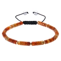 Detail von 4mm Böhmischen Achatperlen-Armband mit goldenen Trennern und Webverschluss - Roter Achat