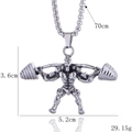 Collana con ciondolo bodybuilder argento 3,6x5,2cm con catena da 70cm per uomo - Bilanciere sulle Spalle