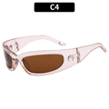 Y2K sporty wrap-around sunglasses in translucent champagne pink with dark brown lenses - Champagne Frame / Tea Lens