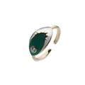 Minimalist open ring featuring a green and white evil eye design in gold plating - Adjustable Open / Green