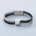 Men's hip hop punk double-row fish scale braided bracelet in black and silver tone - Style B Silver + Black (KB146291-KLHQ)