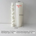 Spiral thread silicone mold for 20.5cm candles with sleek white pillar candle result - Large Spiral Column Style (H-0329)