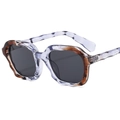 Fashionable wavy square sunglasses in purple and tortoiseshell finish for men and women - Purple Tea Frame Grey Lens