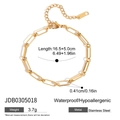 Detailansicht der 18k vergoldeten Edelstahl-Büroklammerkette mit funkelnden Strasssteinen - Büroklammer Gliederkettenarmband (JDB0305018)