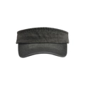 Macro detail of dark grey washed denim fabric and stitching on a summer sun visor cap - Dark Green