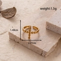 Adjustable gold stainless steel cross ring with beaded texture and minimalist design - MN401-Cross Beaded / Gold