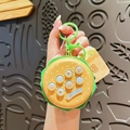 Cute hamburger handheld game keychain in orange and green with multiple buttons - Hamburger