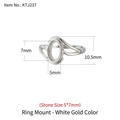 DIY S925 sterling silver oval ring setting with 5x7mm stone holder for amber and wax - 5X7mm / White Gold