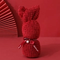 Red coral fleece towel shaped like a rabbit with pearl decoration and red ribbon bow - Red Rabbit / Red Bow / Mesh Bag / 30*30cm