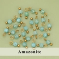 Faceted light blue Amazonite stone charms with gold pins for DIY jewelry making - Amazonite Style (08S) / 50 Pieces / Light Blue