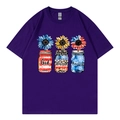 Dark purple cotton T-shirt featuring God Blessed America sunflower mason jar print - Purple