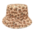 Unisex beige bucket hat with all-over cartoon capybara prints for outdoor sun protection - M (56-58cm) / Beige (1#)