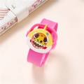 Pink slap watch for kids featuring a cute yellow and white shark cartoon design - Unicorn Shark