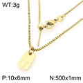 Golden titanium steel box chain necklace with rectangle letter T pendant for women - Gold Letter T Style (KN293712-Z)