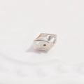 Macro shot of S925 silver rhombic bead spacer with sparkling zircon for DIY jewelry - Style A: Platinum Wide Rhombus Bead