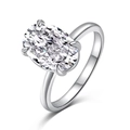 Elegante S925 sterling zilveren ring met ovale ijsgeslepen solitair en gepolijste band - US 5 / Witgoud