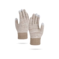 Winter thermal touchscreen knitted gloves in khaki with elastic ribbed cuffs - Khaki